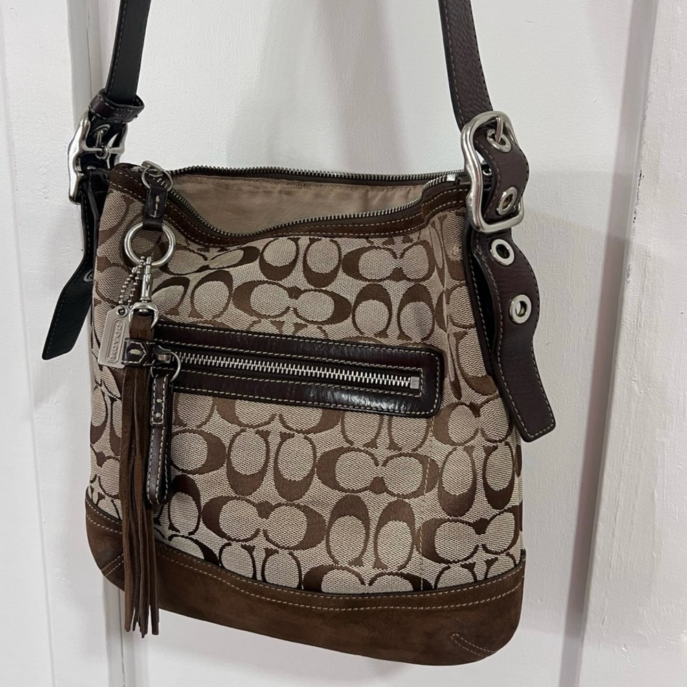 Coach Y2K Signature Suede Crossbody Convertible Shoulder Bag